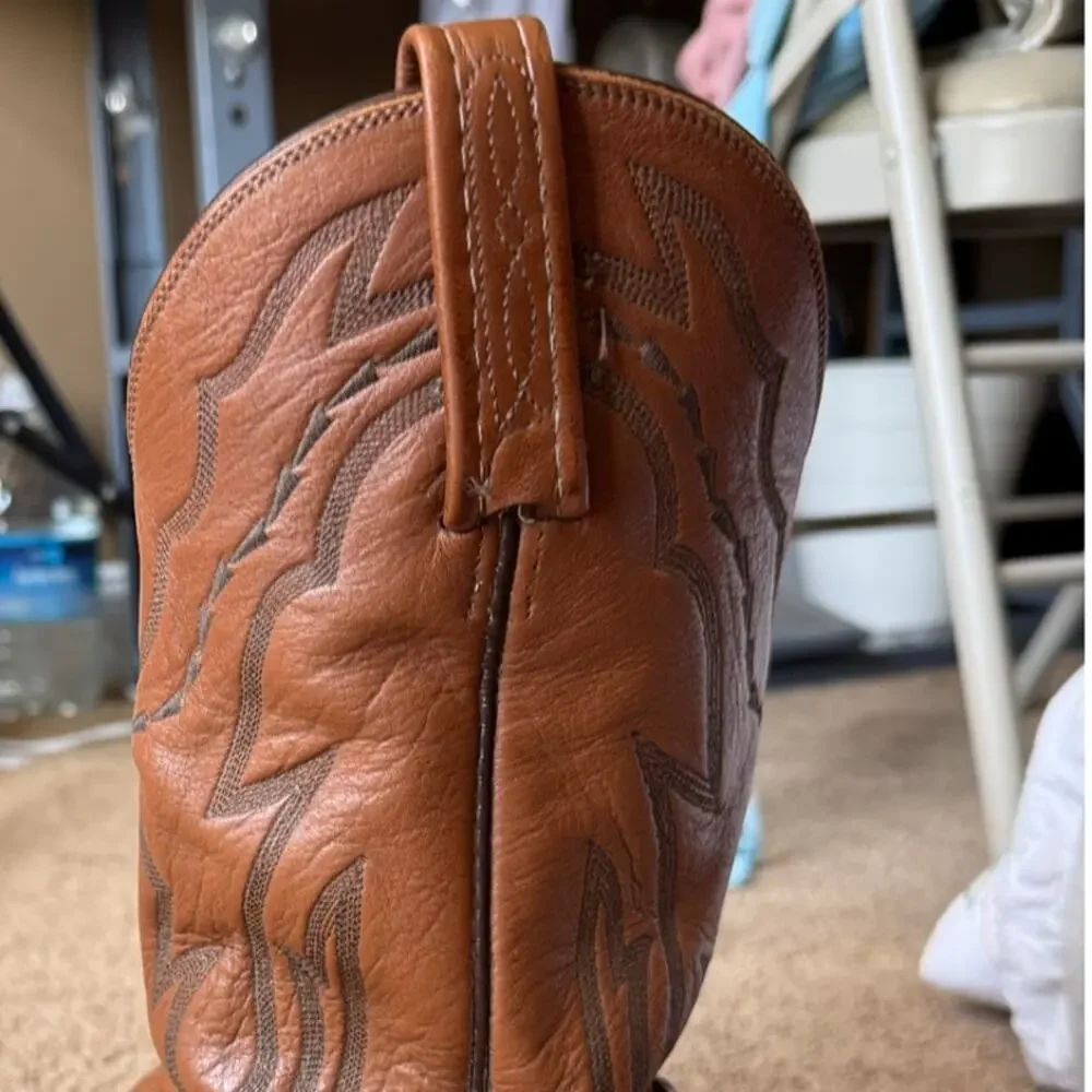 Lucchese 2000 Harrison Brown Cowhide Leather Cowboy Boots 9D